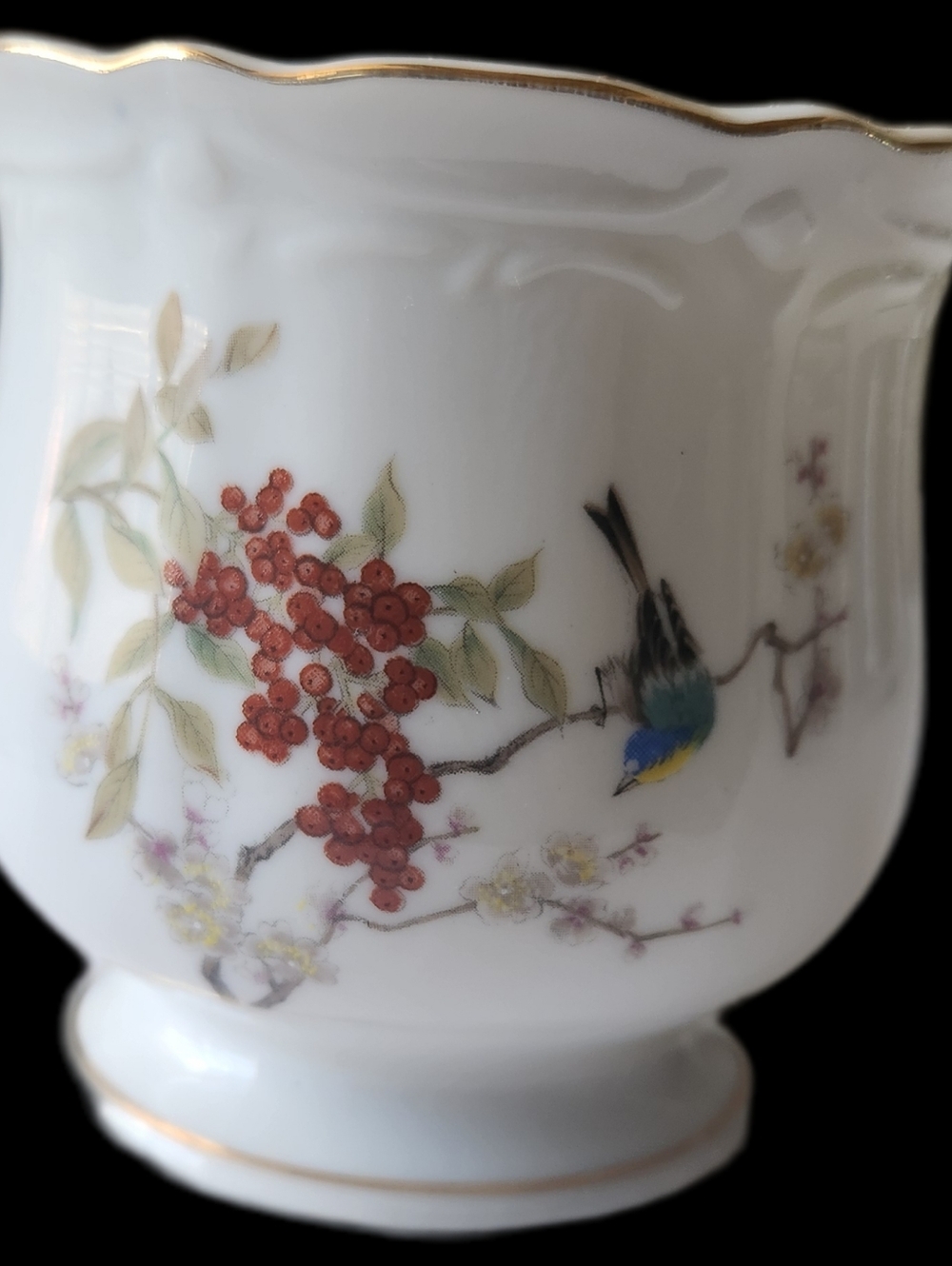 Vintage Takahashi East Wind Bird On Branch 3" Cache Pot Planter